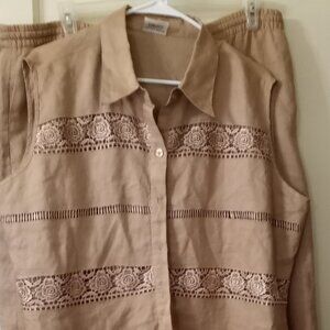 100% Linen 2 piece set , women's size 3X
